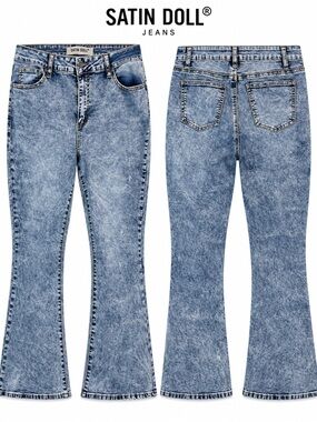 Satin Doll Acid Wash Flare Jeans Blue Size 12